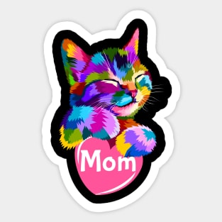 Cat Mom Heart Humor Sticker